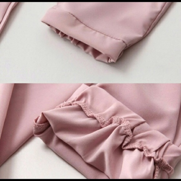 DRAWSTRING WOVEN JOGGERS BLUSH. - Picture 3 of 5